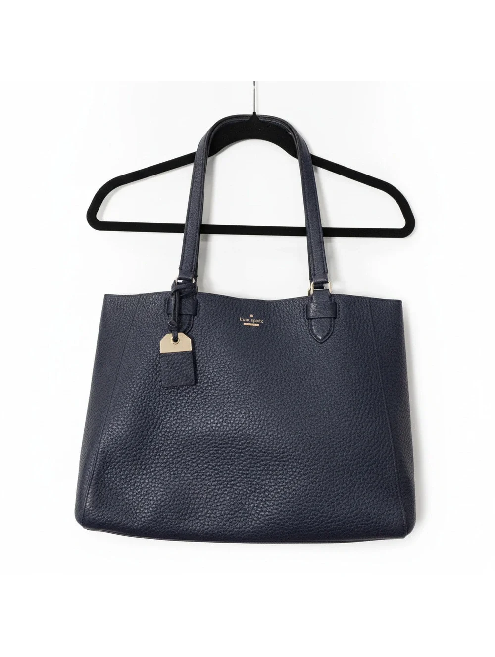 Kate Spade New York Navy Blue Pebbled Leather Tote Bag